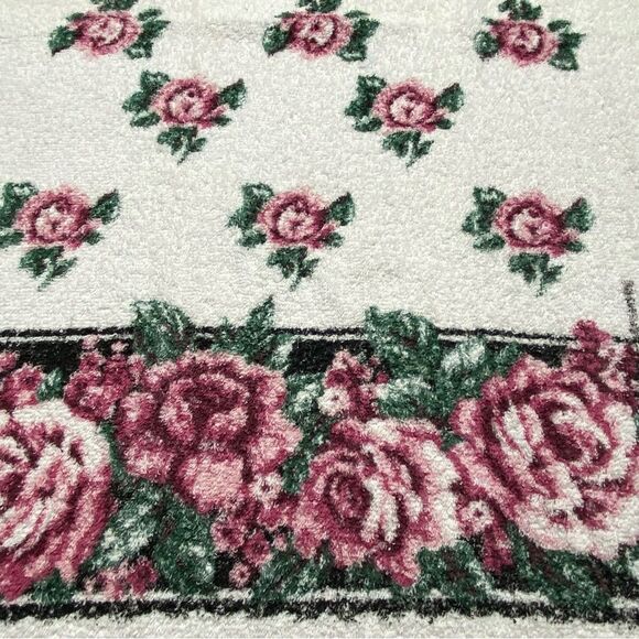 Vintage Franco Fringed Towels Roses Rose Print Set of Two Made in USA - Picture 9 of 13